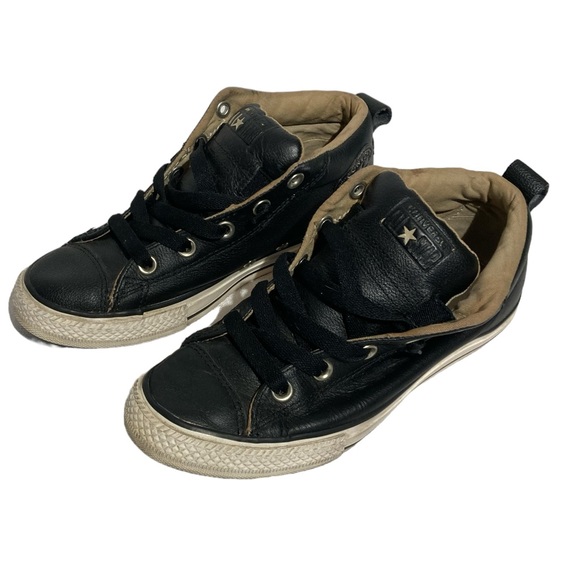 Converse All Stars sneakers black leather size 4 - Picture 2 of 10